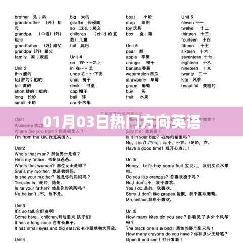 英语热门方向动态更新,一月三日最新资讯