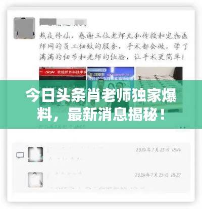 今日头条肖老师独家爆料,最新消息揭秘!